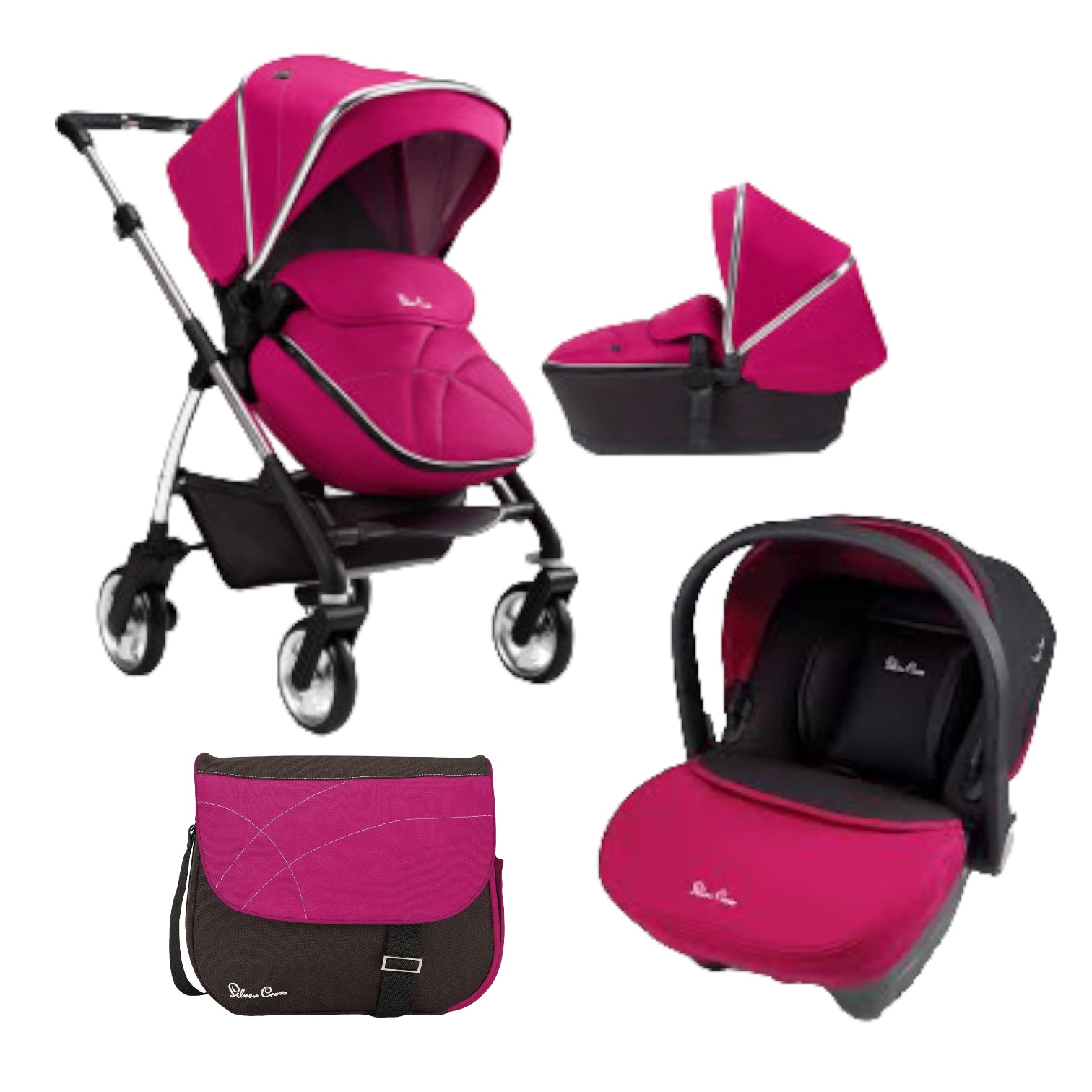 pink silver cross wayfarer travel system